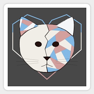 White Geometric Cat Magnet